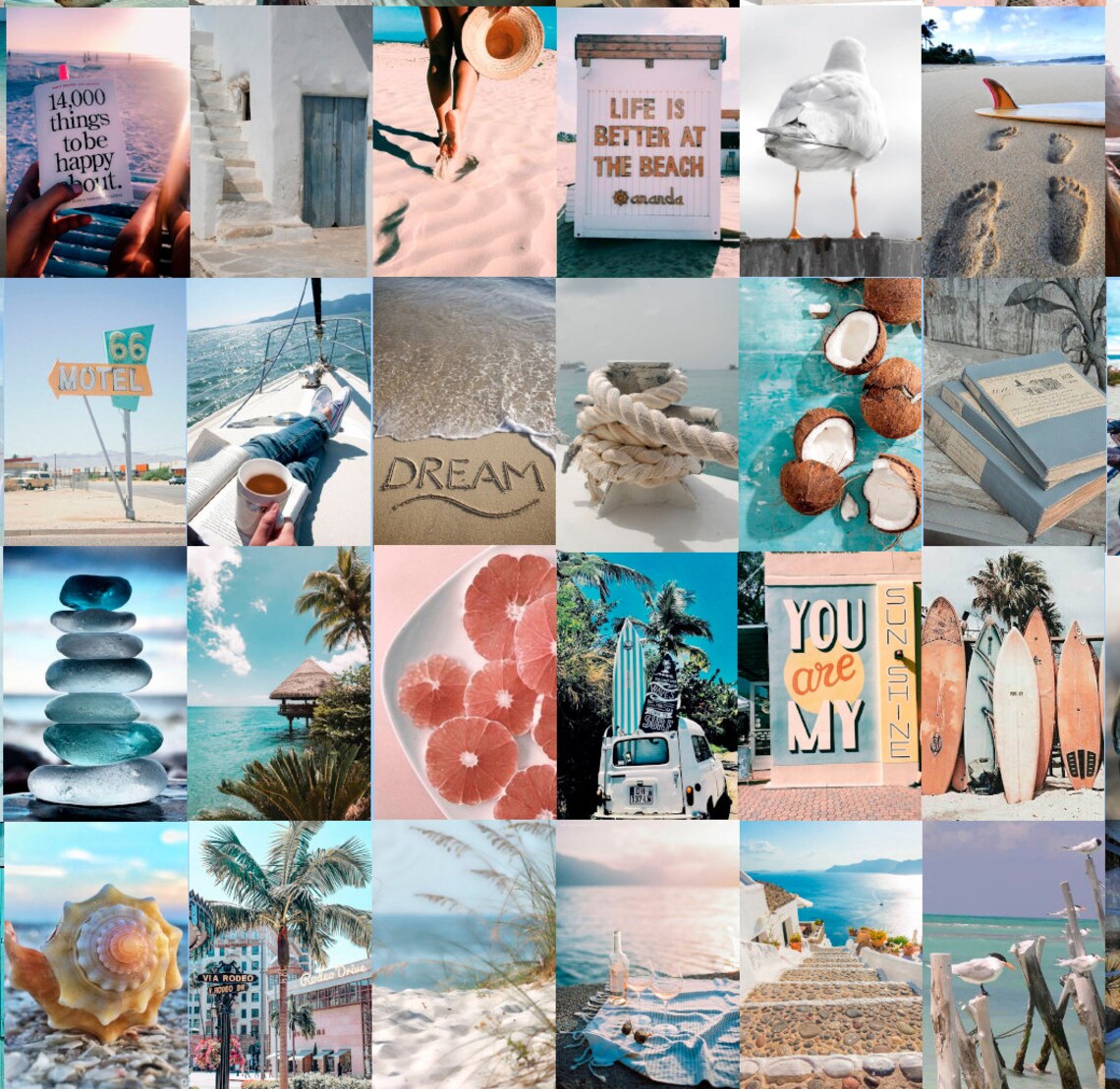 Beachy wall collage kit Room decor aesthetic Photo collage kit Etsy