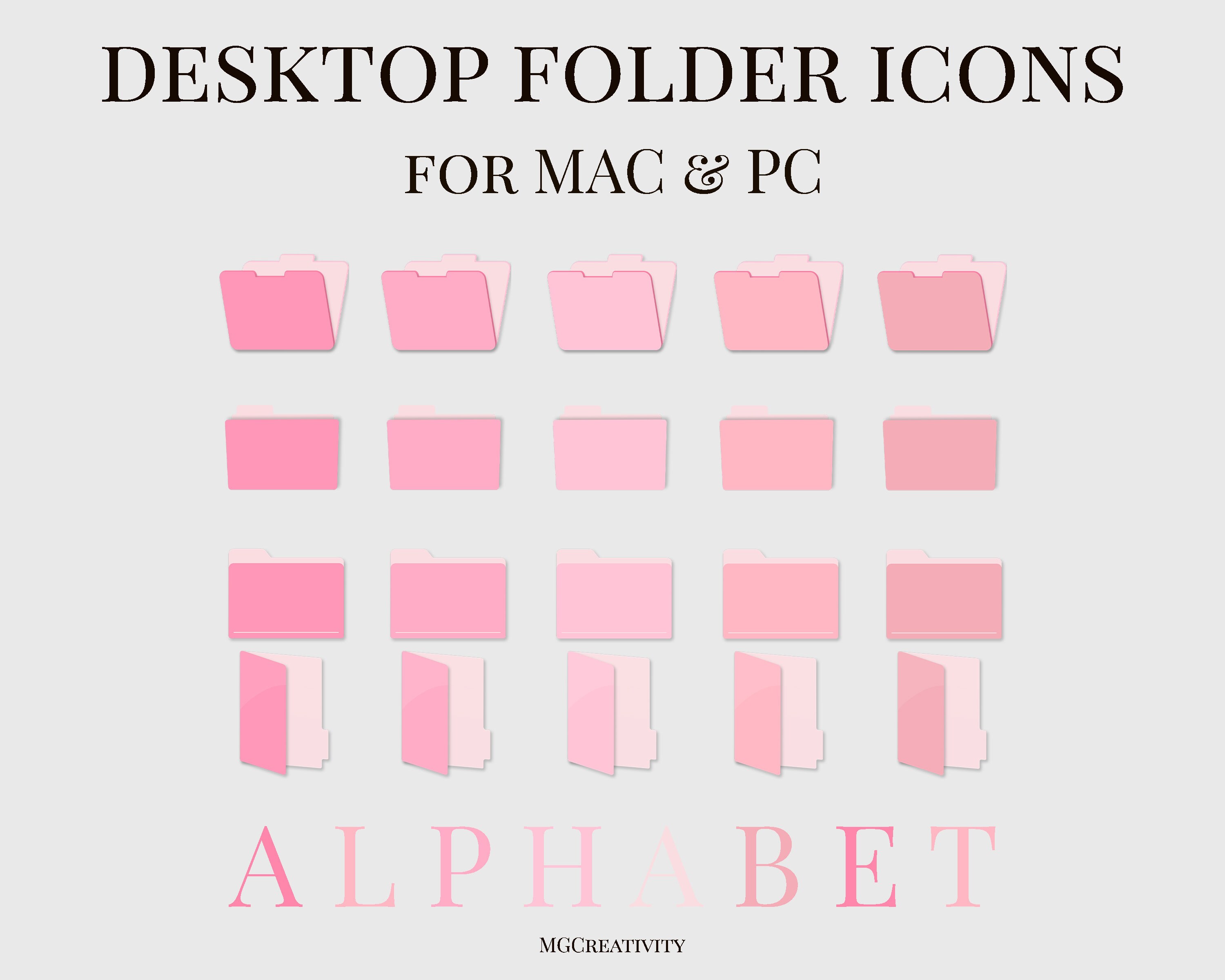 Pink folder icons for Mac bundle download Windows PC desktop | Etsy