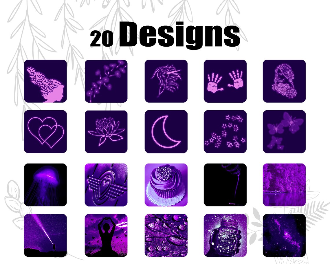 Dark purple neon app icons Aesthetic iPhone IOS14 app
