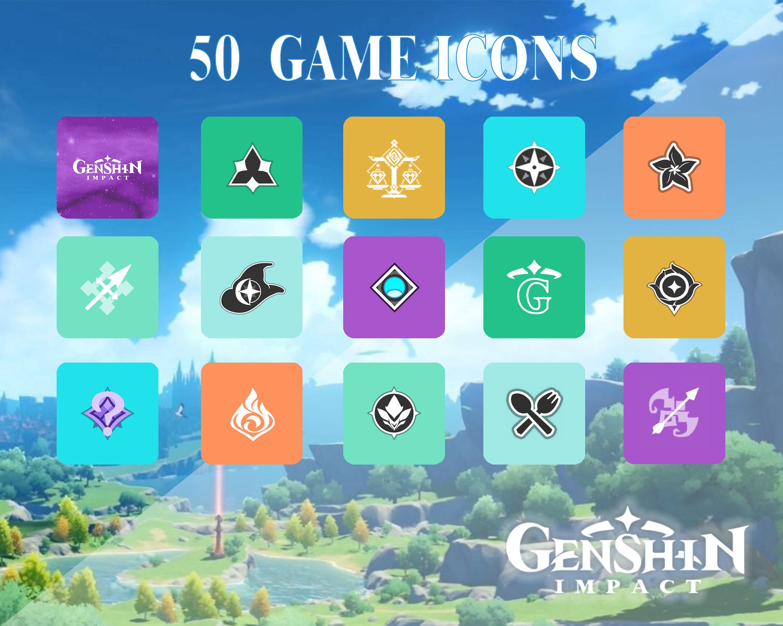 Genshin Impact Android app icons Video game app icons pack Etsy