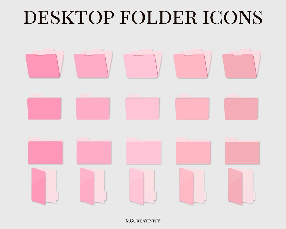 Pink folder icons for Mac bundle download Windows PC desktop | Etsy