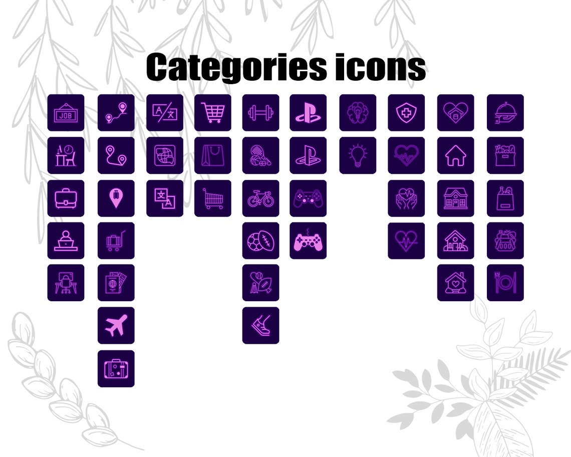 Dark purple app icons information