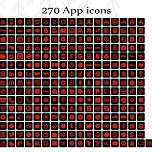 IOS 14 Icons Neon Red and Black App Icons Iphone Homescreen | Etsy