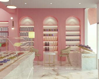 Chocolate shop, Realistic 3d Interior Rendering, shop design, Architecture visualization