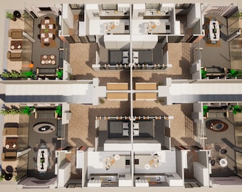 Renderizado realista de interiores, Piso 3D realista de alta calidad, Plano residencial, Visualización arquitectónica, Servicio de diseño de interiores, Plano de casa