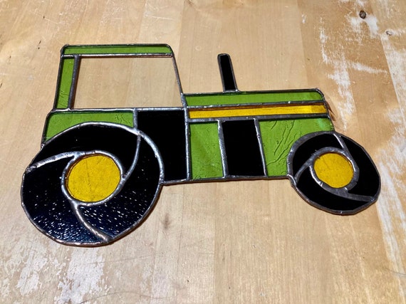 Handmade stained glass Tractor suncatcher | Etsy