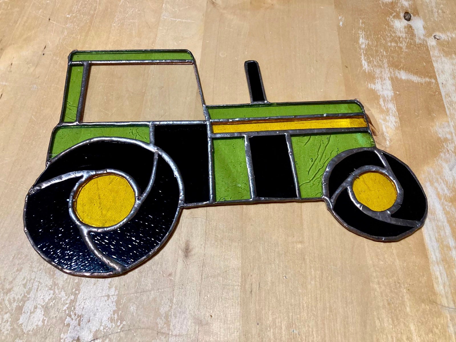 Handmade Stained Glass Tractor Suncatcher - Etsy