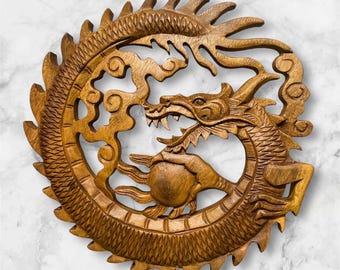 Decoración de pared hecha a mano, decoración de madera, dragón de madera, colección, decoración del hogar, escultura