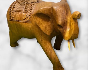 Decoración del hogar hecha a mano Decoración de madera Elefante, Exhibición de madera, Colección, Arte, Escultura