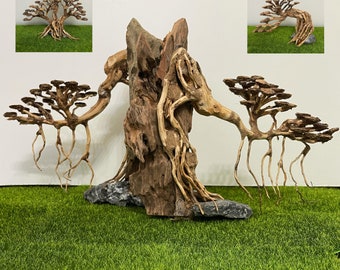 Decoración de acuario de agua dulce con forma de bonsái de madera flotante - Hecha a mano