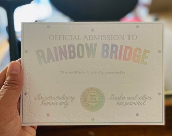 Admission to Rainbow Bridge Certificate