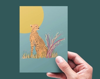 Sunshine Cheetah Greeting Card, African Animal Card, Thank You Card, Birthday Card, Cat Card, Animal Lover Card, Travel Lover Card,