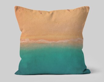 Beach & Sea Colour Cushion in Faux Suede, Seaside Decor, New Home Decor, Square Pillow, Unique Throw Pillow, Ocean Print Cushion, Coastal