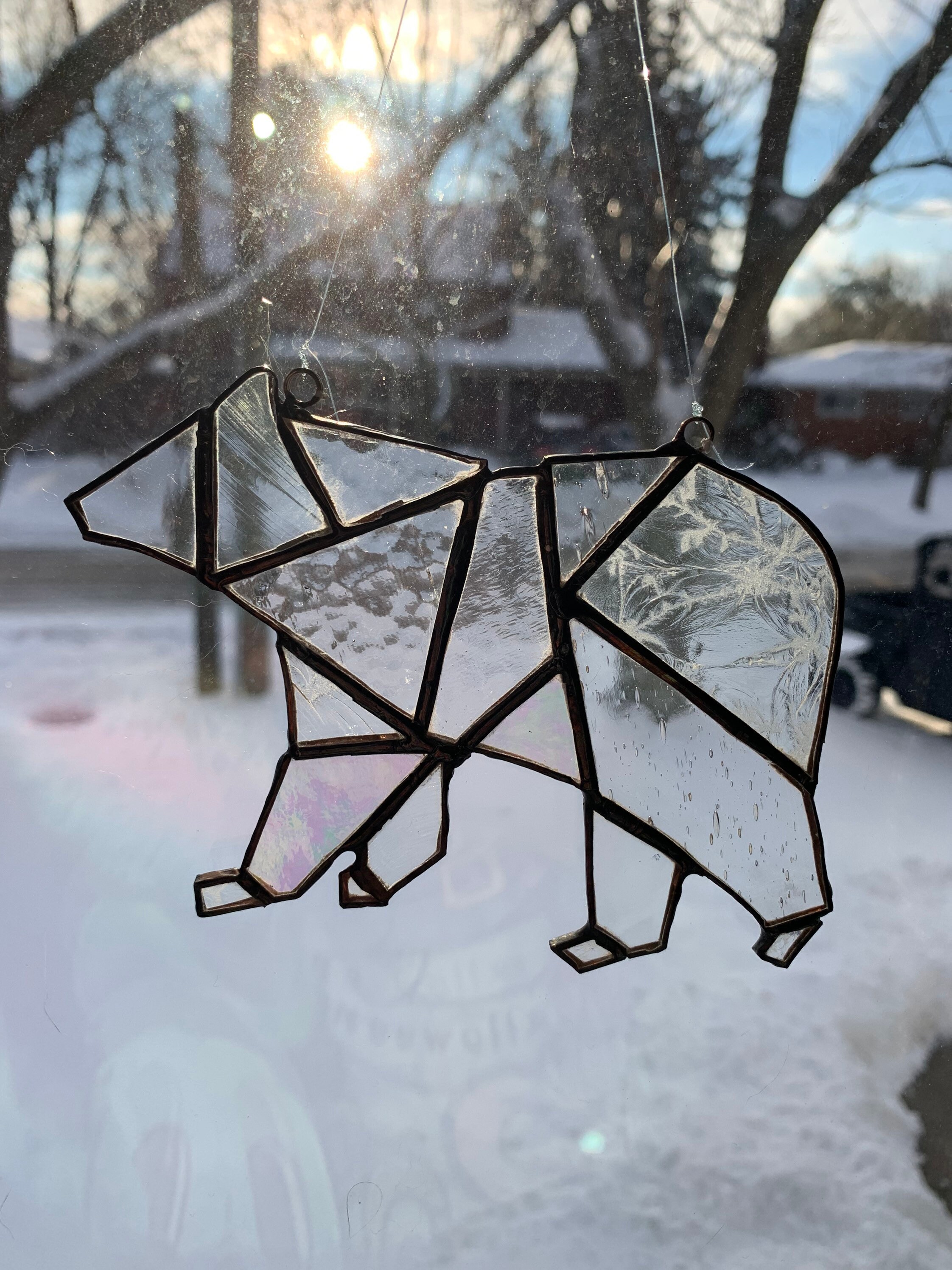 Clear Bear Stained Glass Window Ornament Suncatcher Etsy