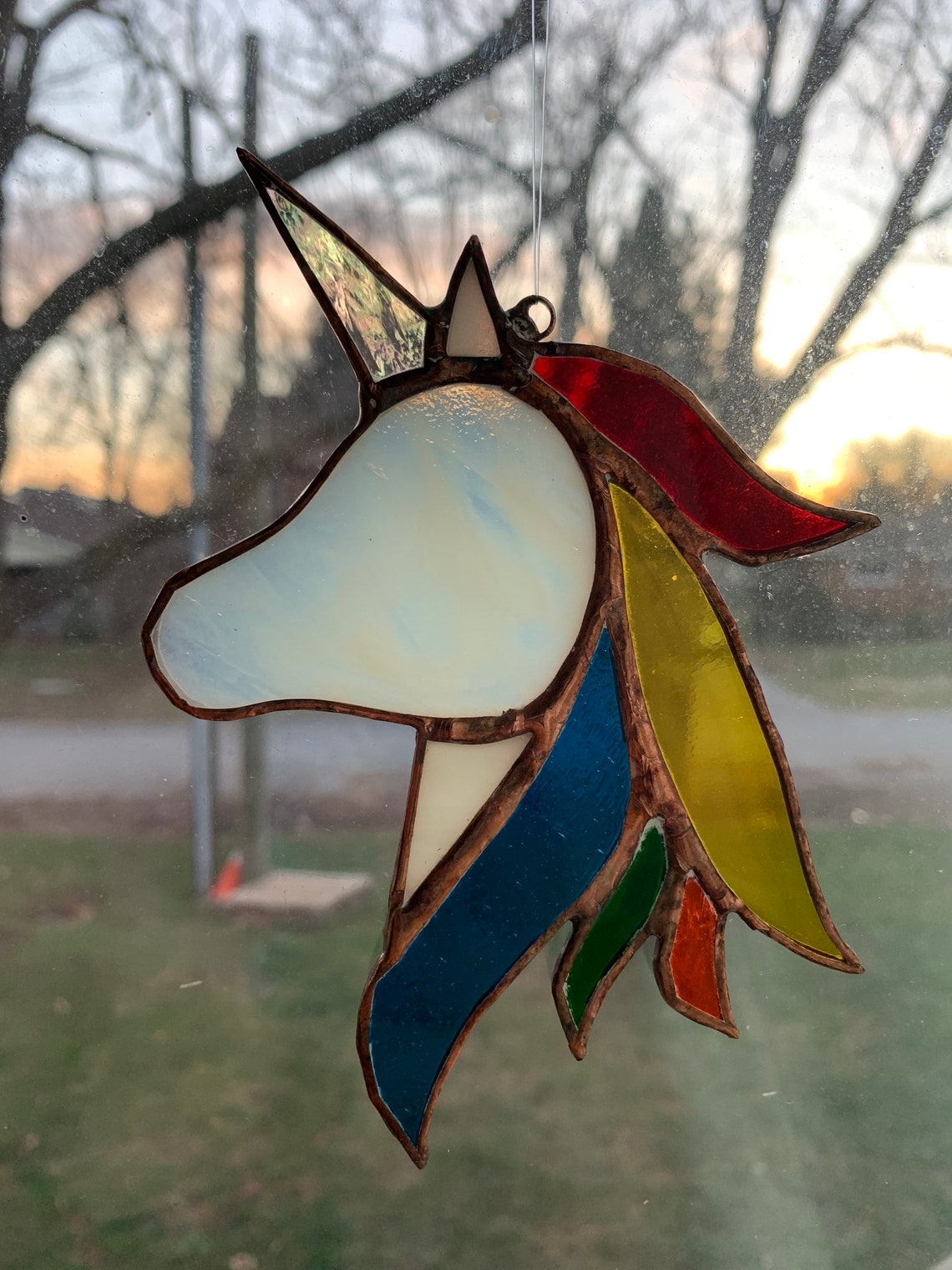 Handmade colourful Unicorn Stained GlaSs Suncatcher Etsy