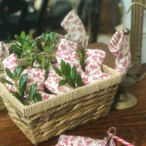 Vintage Holly Red and Cream Stocking Ornaments