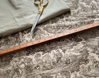 Olive Toile Fabric, Kaye England 'Travels in Time' Pastoral Print