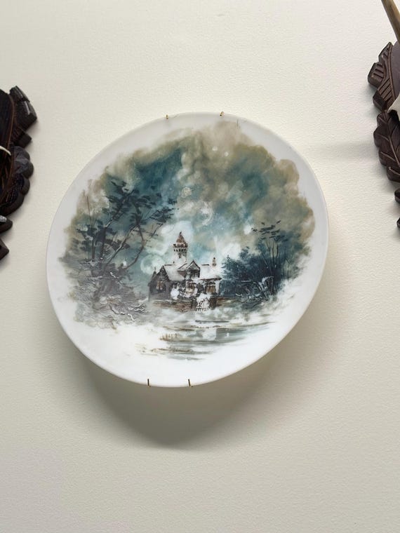 Hand-painted Decorative Porcelain Plate (unglazed)