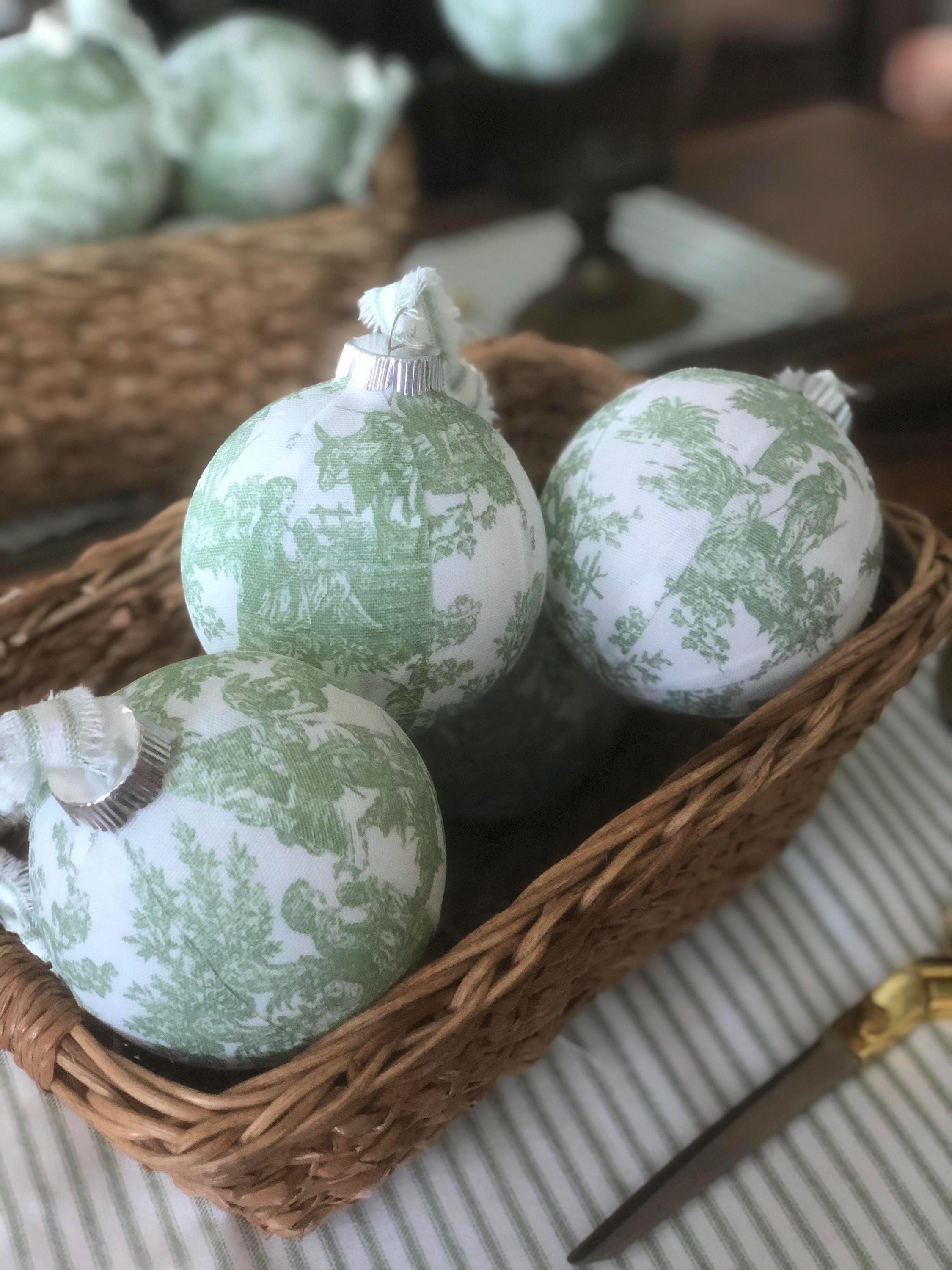 Winter-mint Green Toile Christmas Ornaments - Etsy