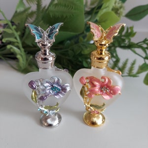 Vintage Heart Shaped Glass Perfume Bottle with Stopper (Set of 2)