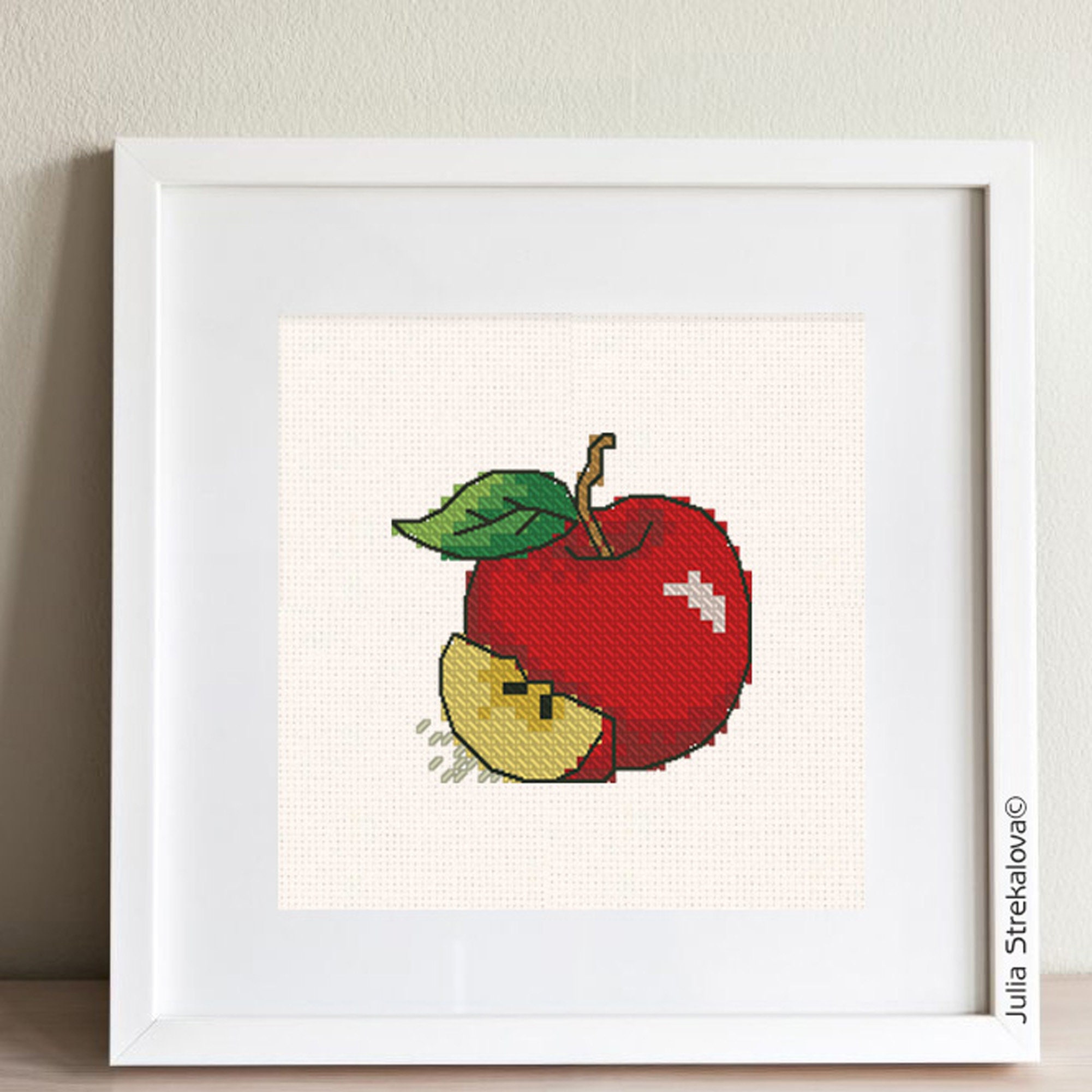 Cross stitch pattern pdf Red Apple with berries Etsy