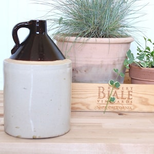 19th Century Glazed Antique Vintage Stoneware Jug and Crockery Old Pottery Coastal Farmhouse Country Kitchen Decor Vase Floral Arrangement