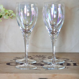Set of 4 Vintage Iridescent Wine Champagne Glasses Vintage Colored Glassware Vintage Iridescent Barware
