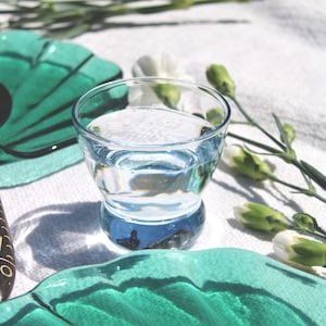 Set of 4 Vintage Blue Juice Glasses Water Glass Vintage Glass Drink Barware Vintage Glassware Mid Century Modern Glass MCM Cocktail Glasses