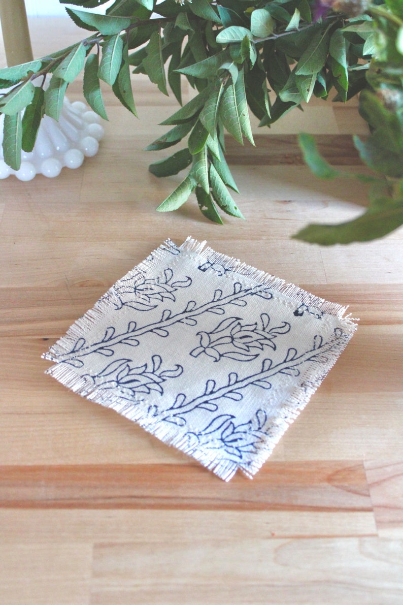 6 Coastal Cocktail Napkin Embroidered Linen Napkin Fabric Wedding Registry Wedding Napkin Event Napkin Floral Host Gift Housewarming Party image 8