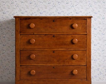 SOLD OUT - Custom Sourcing and Refinishing Available - ANTIQUE 19th-Century Pine Dresser – Four Drawer Chest | Primitive Farmhouse Furniture