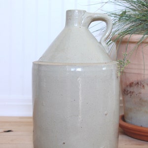 19th Century Antique Stoneware Jug Cream Antique Vintage Crock Old White Glazed Floral Arrangement Display Vase Flower Vessel Milk Jug image 5