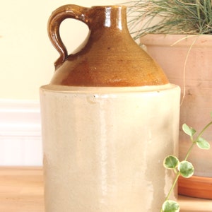 19th Century Glazed Antique Stoneware Jug Brown Vintage Crock Floral Arrangement Farmhouse Vase Flower Vessel Farmhouse Country Chic Decor image 4