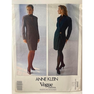 Anne Klein Vogue Patterns 2569 Wzór na sukienkę damską 6-8-10 Półdopasowana sukienka kopertowa
