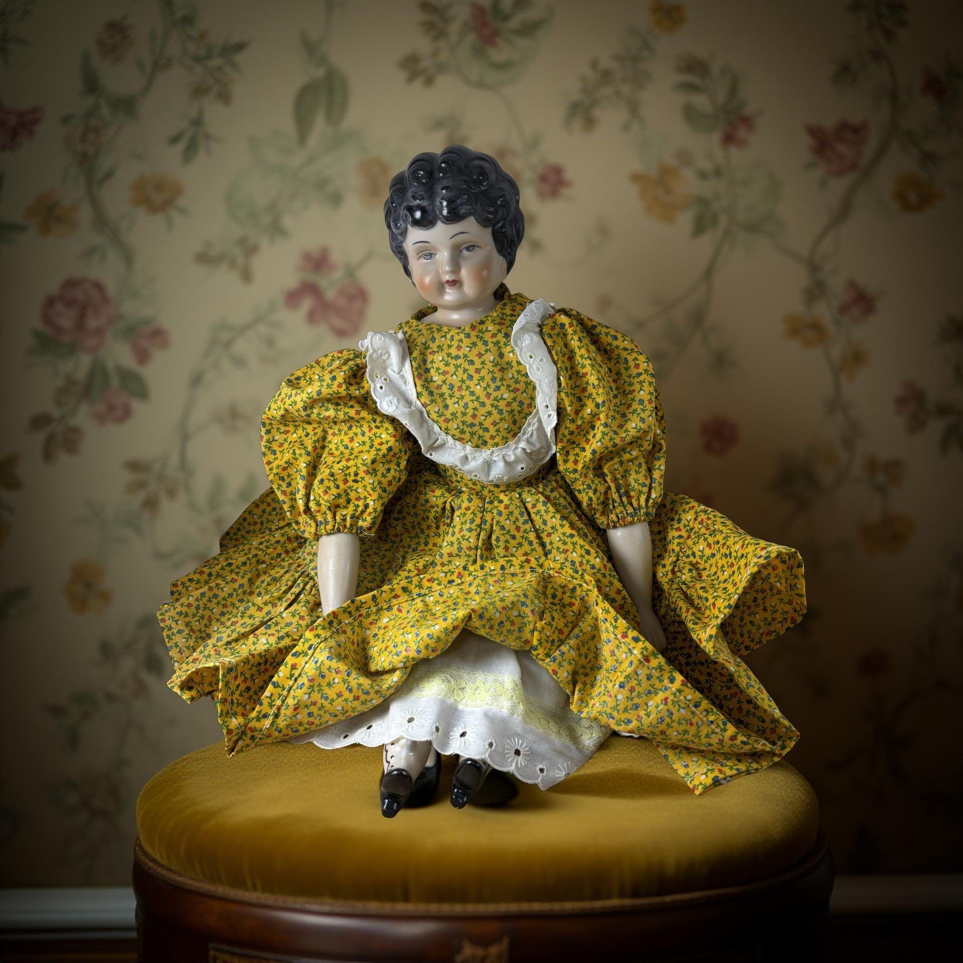 vintage doll's head ୨୧ * 黒髪のチャイナヘッドさん vintage doll's