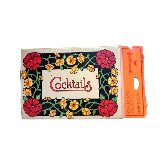 Vintage Hallmark Cocktails Invitations 8 Circa 1960s Unused in Original Packaging