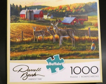 Darrell Bush Harvest Time Buffalo Puzzle 1000 pieces with Poster Deer Buck