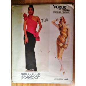 Vintage 1985 Bellville Sassoon Vogue 1635 Designer Originals Dress Size 12 Uncut Misses