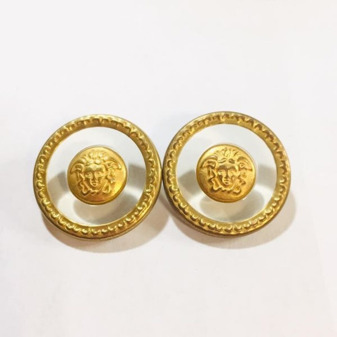 2 Vintage Goldtone Floating Medusa Head Buttons 1 Inch Metal Shank