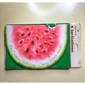 Vintage Hallmark Party Einladungen Wassermelone 1980s NOS Versiegelt mit Umschlägen