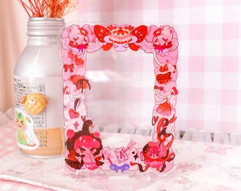 Acrylic "Heart Lock" couple photocard holder Pudding love theme