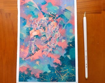 Original "Little Universe" Kiloom manga original character 21x30cm painting