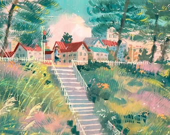 Artprint "Way home" | Kiloom Anime manga gouache illustration print