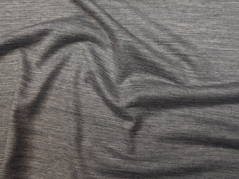 Merino Wool Jersey Knit Fabric . Gray Heather Color , 17.5 Micron New