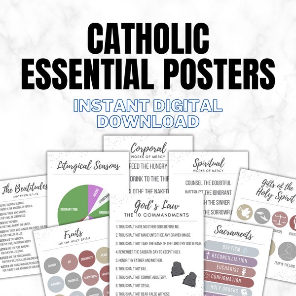 Catholic Essential Printable Posters | Digital Download | Catholic Homeschool | Catholic Teacher | Catholic Education