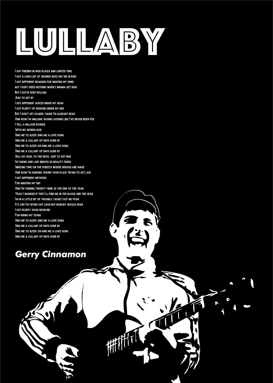 Gerry Cinnamon Lullaby Lyrics Poster Gerry Cinnamon Poster Etsy