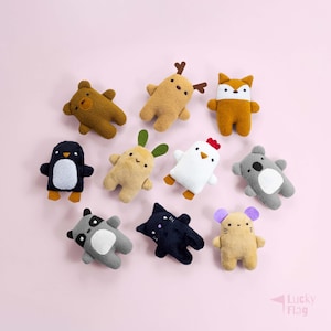 10 Mini Plush Sewing Patterns PDF – Set 1 – DIY Easy Stuffed Animals Bundle – Cute Mini Toys Nursery Decor – Baby Gifts – Beginner Friendly