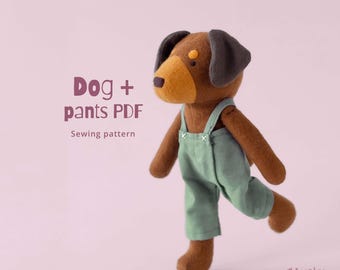 Dog Plush Sewing Pattern + Clothes in PDF – DIY Easy Stuffed Animal – Cute Puppy Soft Toys – Beginner Friendly – Baby Gifts – Nursery Decor