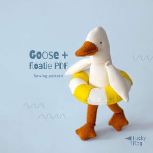 Duck Plush Sewing Pattern + Pool Float Accessory in PDF – DIY Easy Goose Stuffed Animal – Beginner Friendly – Baby Gifts – Nursery Decor