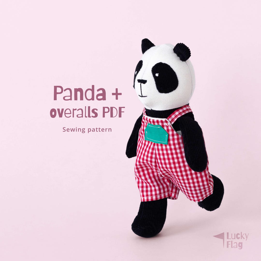 Easy Panda Sewing Pattern Panda Bear Plush Sewing Pattern + Overalls in PDF – DIY Easy Stuffed ...