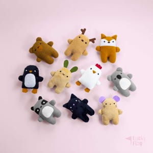 10 Mini Plush Sewing Patterns PDF – DIY Easy Stuffed Animals Bundle – Cute Christmas Ornaments Set, Babies Gifts – Beginner Friendly